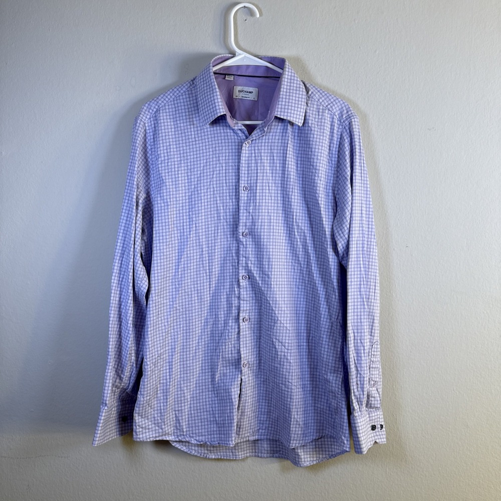 Duchamp London Slim Fit Dress Shirt 16/L Light Purple Long Sleeve Button Down